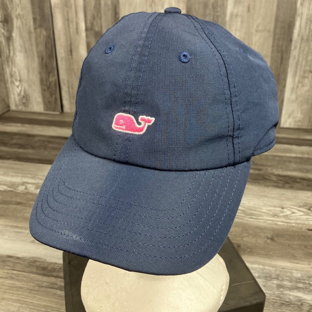 Vineyard Vines Navy Blue Baseball Cap Pink Whale Logo Adjustable Hat